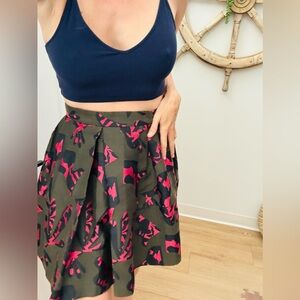 Banana Republic exotic Pink Mini Skater Skirt with Pleats